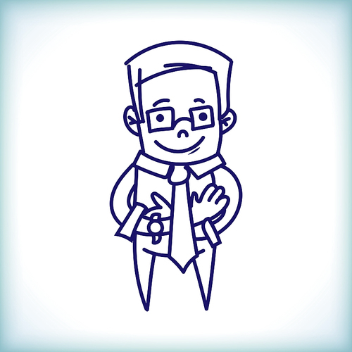 Cartoon businessman on a white background in the style of doodle
