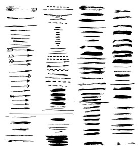 Great Vector set of grunge brush ink strokes.