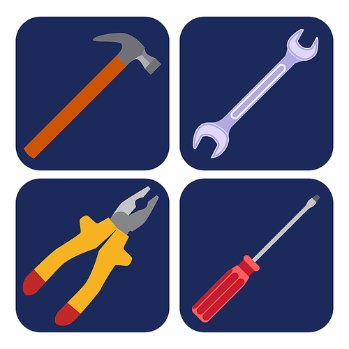 Vector flat design modern illustration icons set of craft, tools and ...