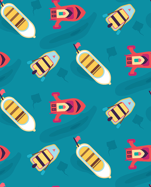 Boats, yachts on the sea on a cruise. Seamless pattern. Texture for scrapbooking, wrapping paper, textiles, web page, wallpapers, surface design, fashion
