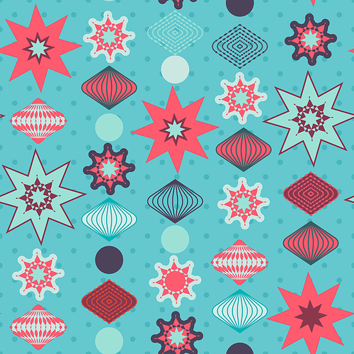 Retro christmas decorations seamless pattern. Vector illustration.