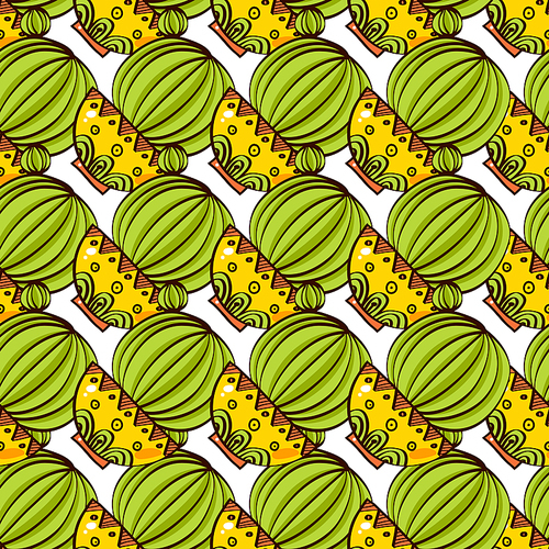 Seamless pattern of cacti and succulents in pots. In the hand drawn style. For scrapbooking, fabric, wrapping paper