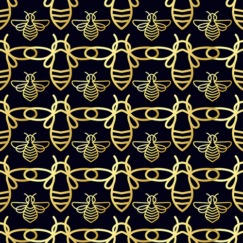 seamless pattern with insect. bee texture for corporate identity, packaging luxury brand product, -cosmetic, soap, medical product and honey. style thin line. decor for smartphone surface design