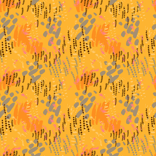Safari seamless pattern. Hand painted orange brush strokes . Abstract repeating vector. Texture for scrapbooking, wrapping paper, web, textile, wallpapers, surface design, fashion, skins smartphones
