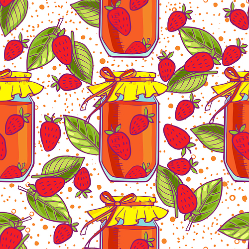 jam seamless pattern strawberry doodle sketch