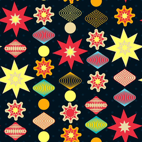Retro christmas decorations seamless pattern. Vector illustration.