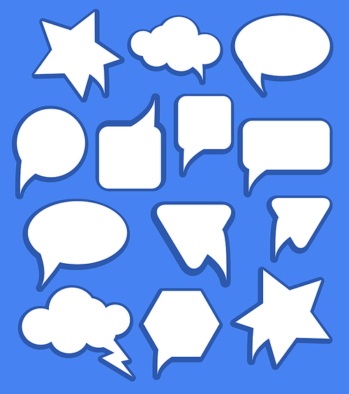 Blank empty white speech bubbles