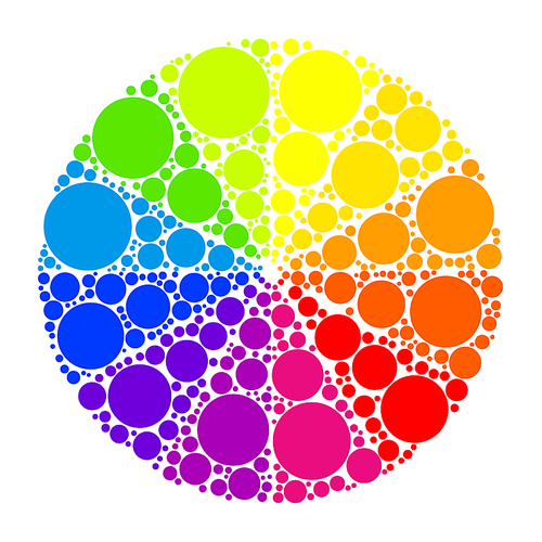 Color wheel palett or color circle isolated. The physical representation of color transitions and HSB.