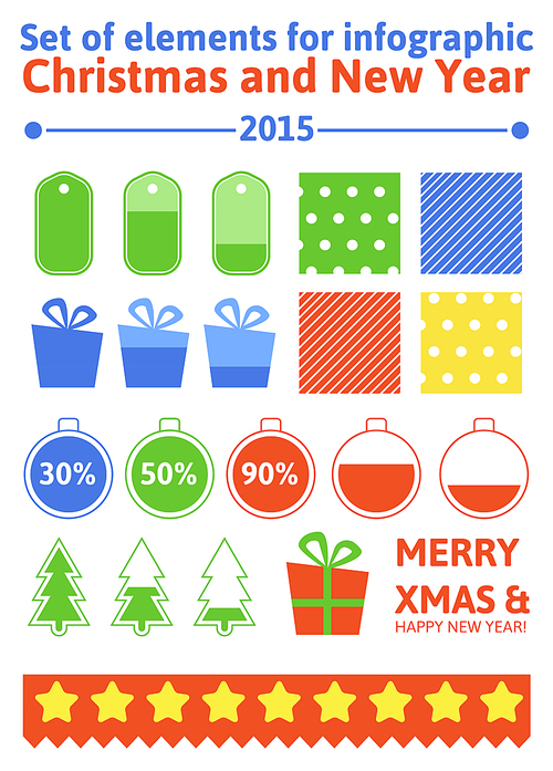 Set elements of infographics for Christmas and New Year in flat style