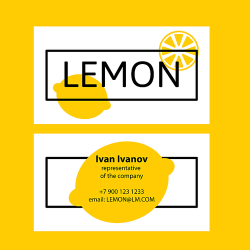 Business Card lemon in a flat style. Vector illustration.