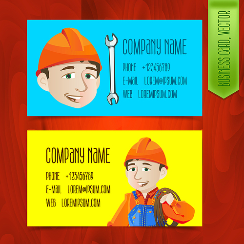 Set of modern business card for mechanics, home worker, the garage, the builder
