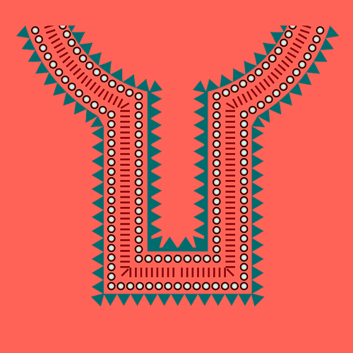 Geometric, tribal jewelry collar clothes. Aztec ornament embroidery, beads around the neck to the chest. Vector pattern for clothing. Template