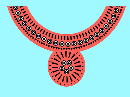 Geometric, tribal jewelry collar clothes. Aztec ornament embroidery, beads around the neck to the chest. Vector pattern for clothing. Template