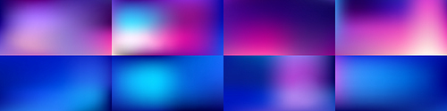 Set of Smooth abstract colorful mesh backgrounds Soft fuchsia, blue gradient. Modern blazing backdrop for poster, banner, mobile app screen, invitations. Vector design.