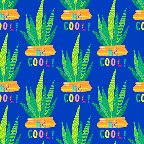 Spiny cactus  for textiles. Cute, juicy seamless pattern with succulents in the Scandinavian style. Mexican desert plants. For kids design, background, fabrics, t-shirts, clothes. Vector