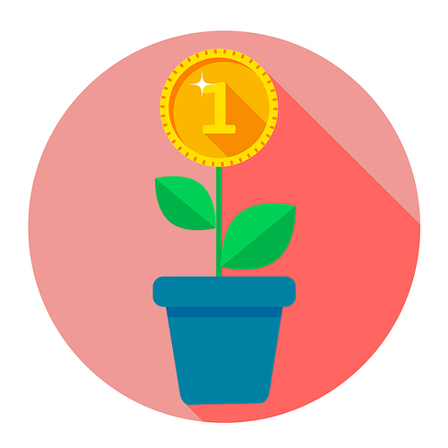 Infographics of flowers in pots, shows the growth of investment and savings in time, flat style