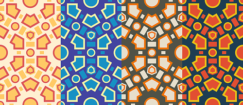 Retro different vector seamless patterns tiling. Endless texture can be used for wallpaper, pattern fills, web page background,surface textures.