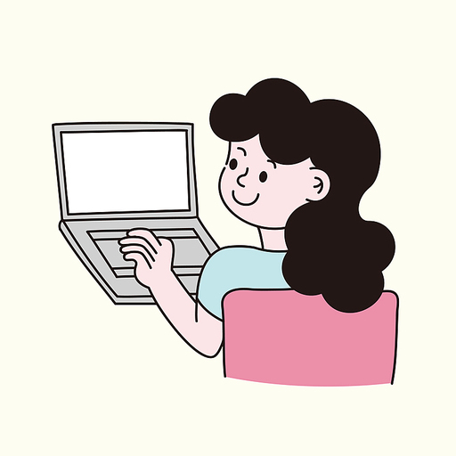 컴퓨터 앞에 앉은 여자