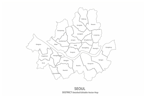 화이트 컬러의 심플한 서울지도