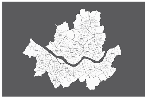 서울의 구, 동 단위의 행정구역 분할지도