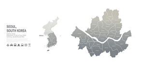 서울특별시 지도. 한국의 수도 맵 벡터