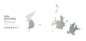 독도 지도. 한국의 행정구역 벡터 맵