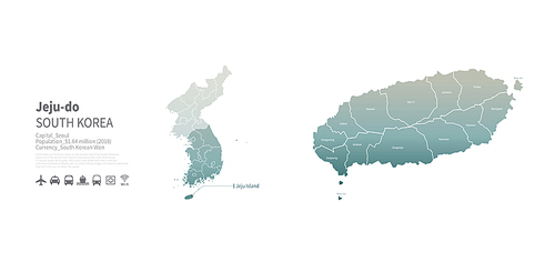 제주도 지도. 한국의 행정구역 벡터 맵
