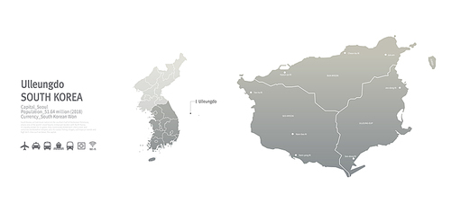 울릉도 지도. 한국의 행정구역 벡터 맵