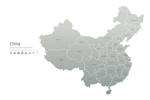 중국 지도.  china vector map.