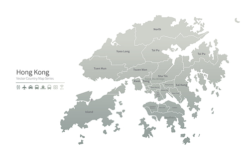 홍콩 지도.  hong kong vector map.