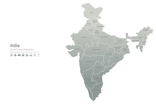 인도 지도. india vector map.