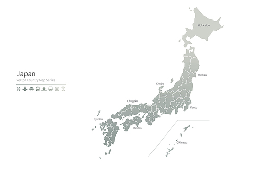 일본 지도. japan vector map.