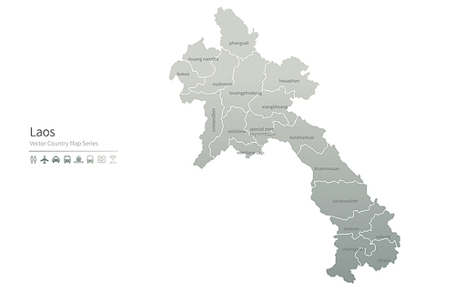 라오스 지도. laos vector map.