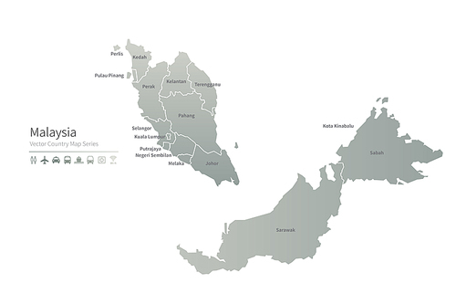 말레이시아 지도. malaysia vector map.