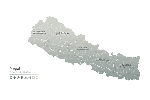 네팔 지도. nepal vector map.