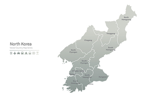 북한 지도. north korea vector map.