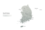 한국, 대한민국 지도. south korea vector map.