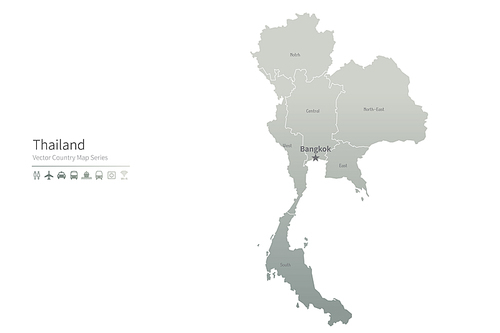 태국 지도. thailand vector map.