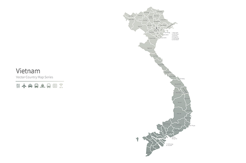 베트남 지도. vietnam vector map.