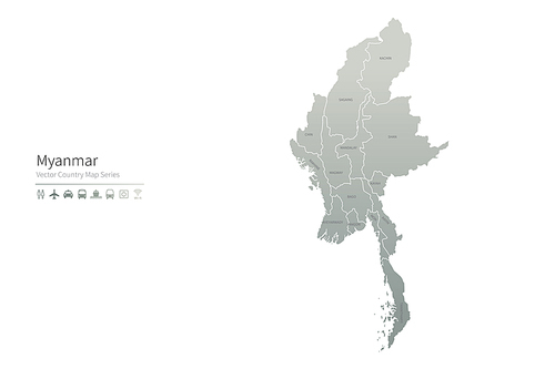 미얀마 지도. myanmar vector map.