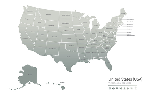 미국 지도. united states vector map. usa map.