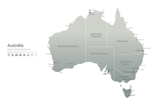 호주 지도. australia vector map.