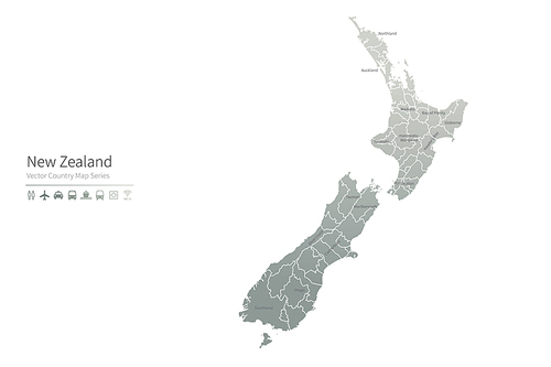뉴질랜드 지도. new zealand vector map.