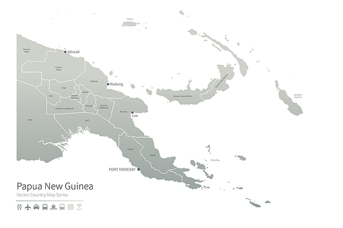 파푸아뉴기니 지도. papua new guinea