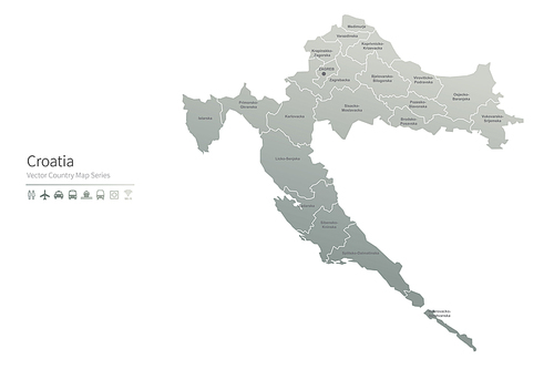크로아티아 지도. croatia vector map.