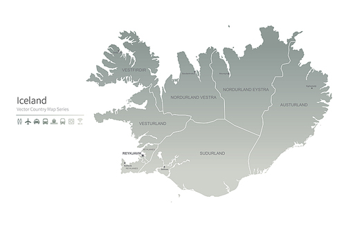 아이슬란드 지도. iceland vector map.