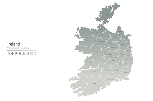 아일랜드 지도. ireland vector map.