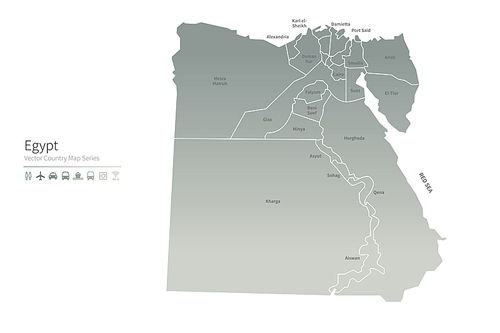 이집트 지도. egypt vector map.