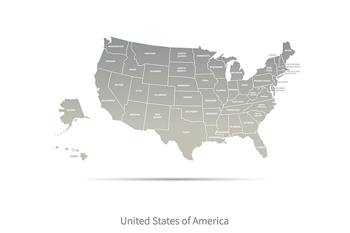 그레이컬러의 미국의 주 상세지도. usa map.