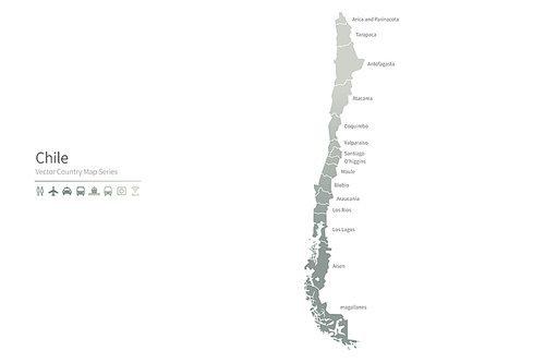 칠레 지도. chile vector map.